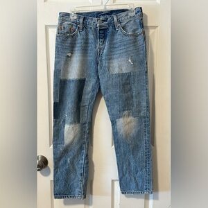 Levi's Anthropology 501 CT Selvedge Stacked Patchwork Jeans Size 25 x 32 Women’s
